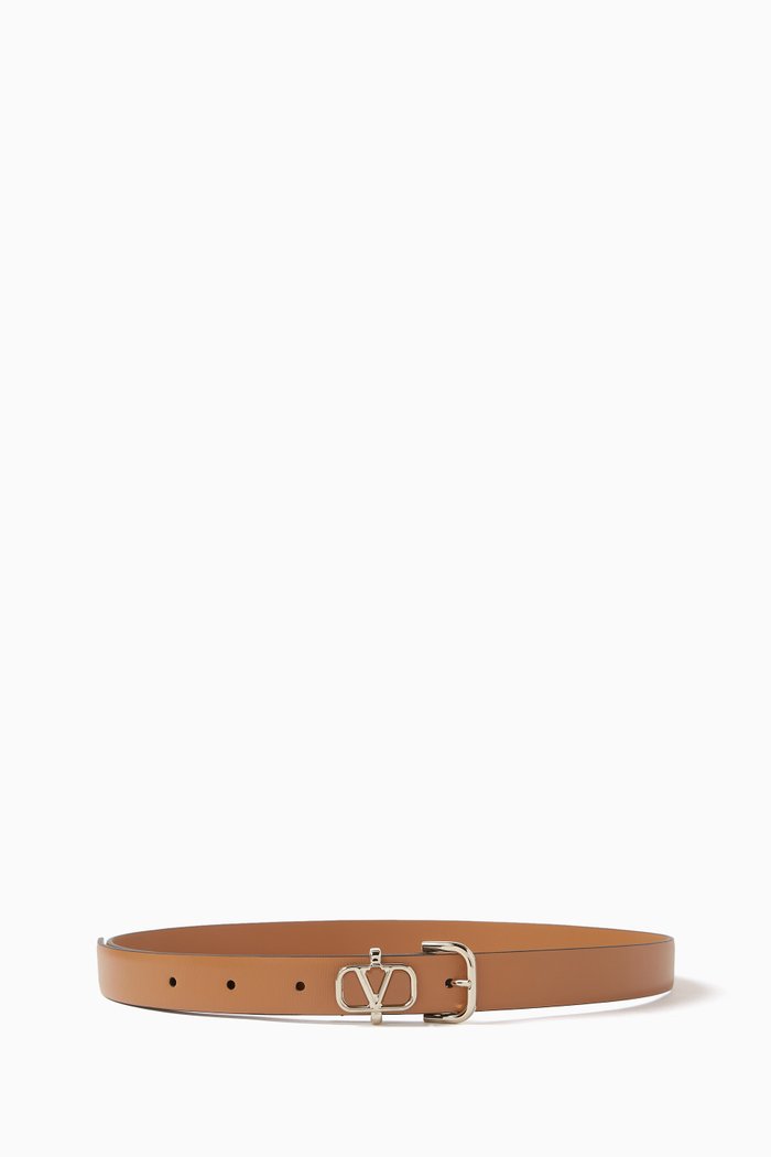 Valentino Garavani VLOGO Signature Belt in Leather, Brown