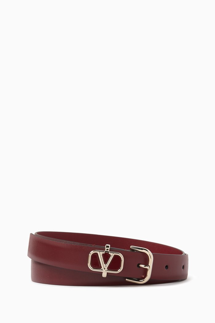 

Valentino Garavani VLOGO Signature Belt in Leather, Burgundy