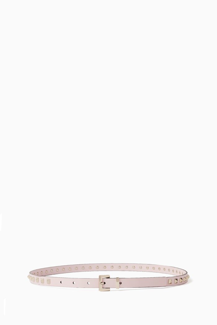 Rockstud Belt in Calfskin Leather, Pink