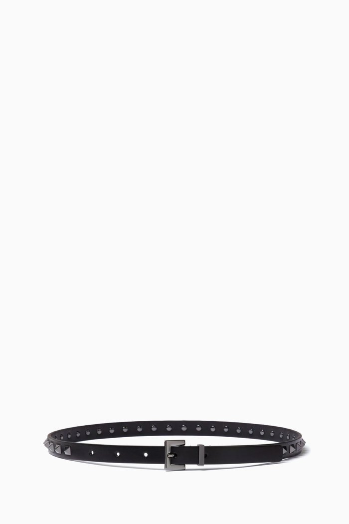 Valentino Garavani Rockstud Belt in Calfskin Leather, Black