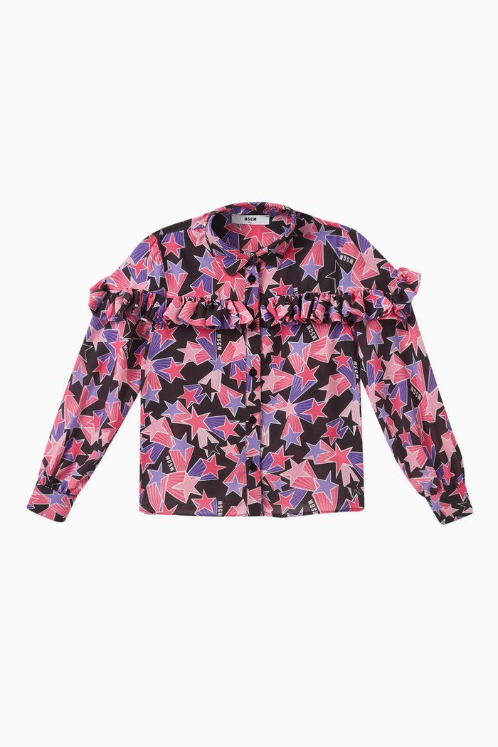 

Star Print Georgette Shirt in Crêpe, Multicolour