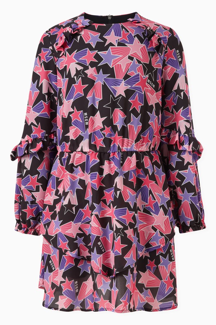 

Star Print Ruffle Dress, Multicolour