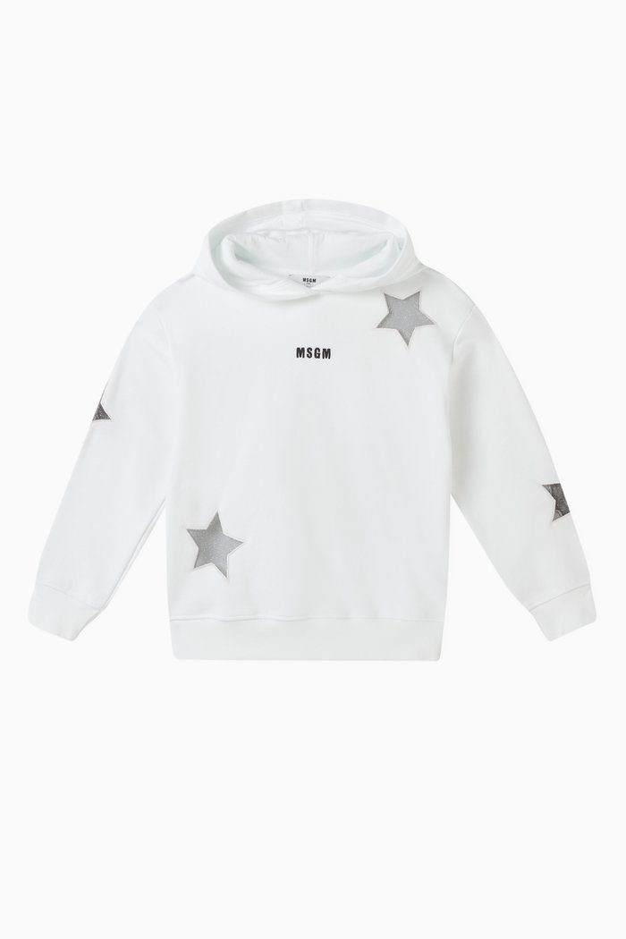 

Star Patch Hoodie in Cotton, White
