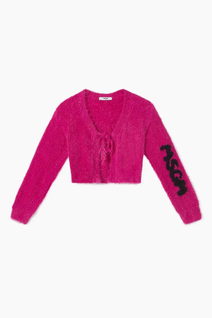 

Intarsia Logo Cardigan in Knit, Pink