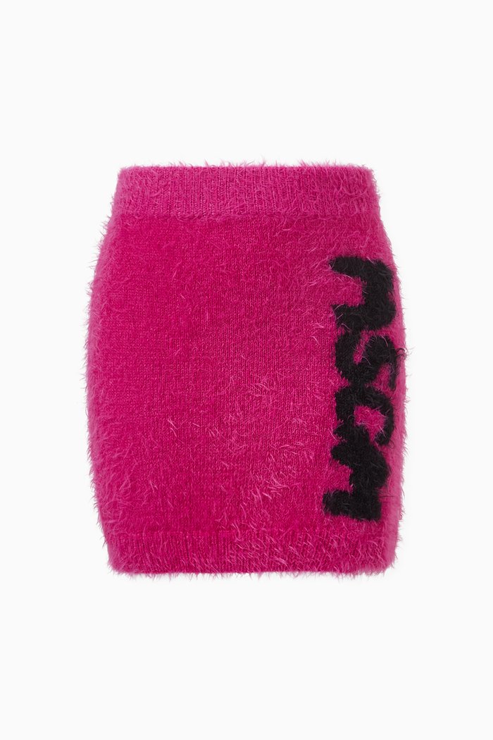 

Intarsia Logo Mini Skirt in Knit, Pink