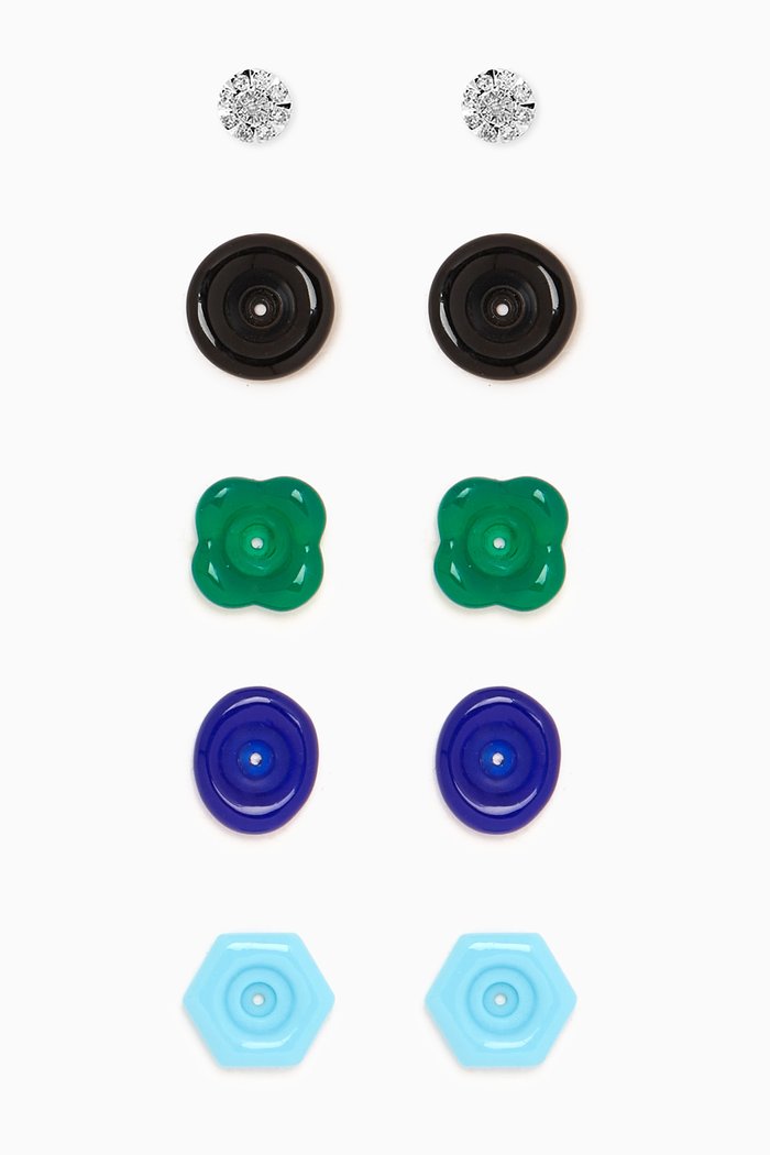 

Chic Diamond & Ceramic Stud Earrings Set in 18kt White Gold