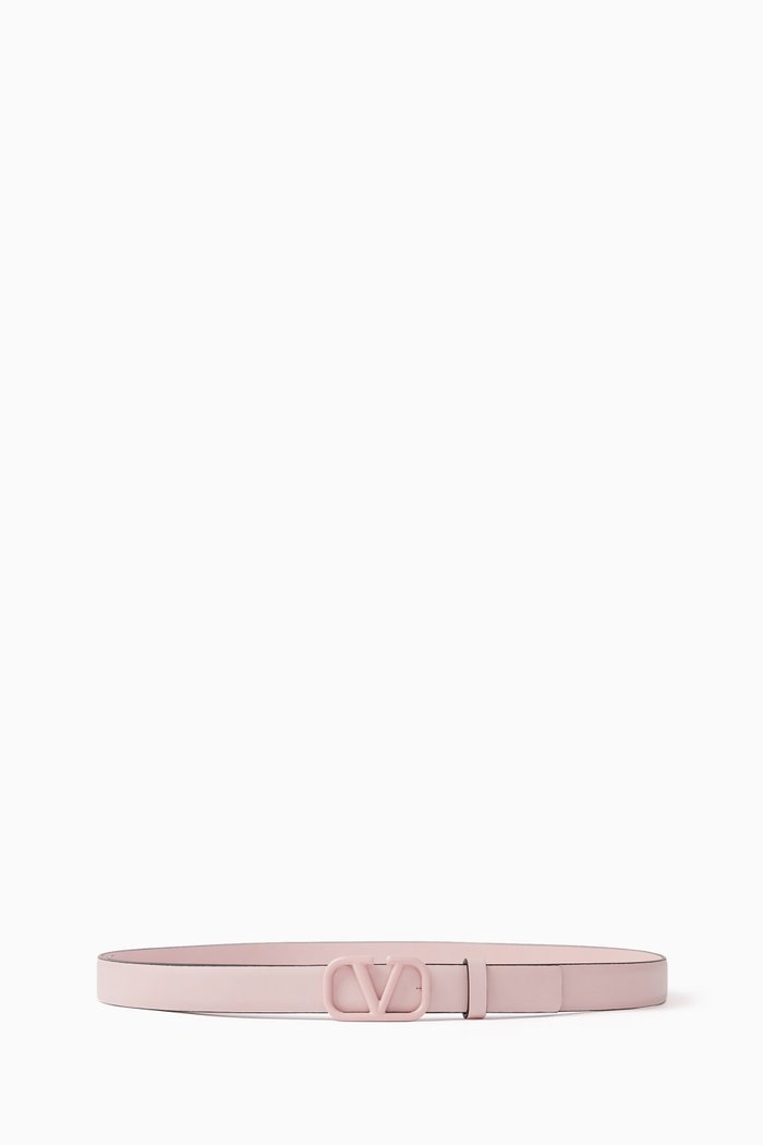 

Valentino Garavani VLOGO Signature Belt in Calfskin Leather, Pink
