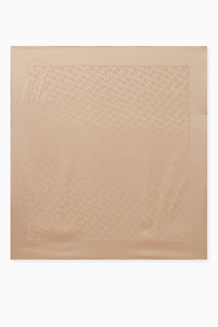 

Valentino Garavani VLOGO Foulard Scarf in Toile Iconographe Silk, Neutral