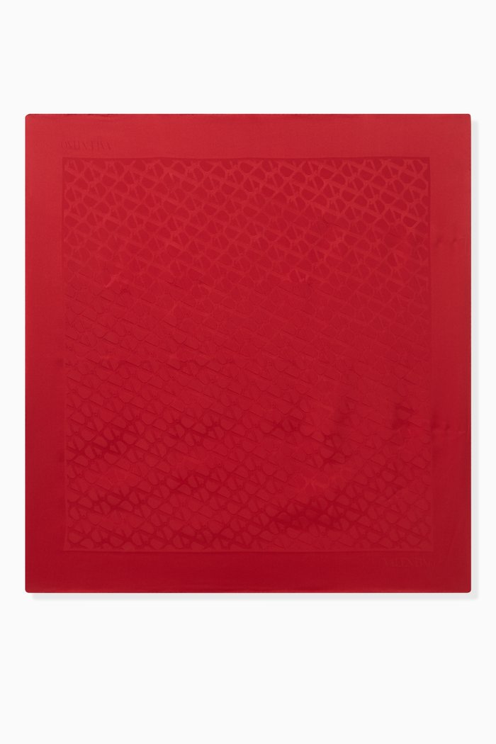 

Valentino Garavani VLOGO Foulard Scarf in Toile Iconographe Silk, Red