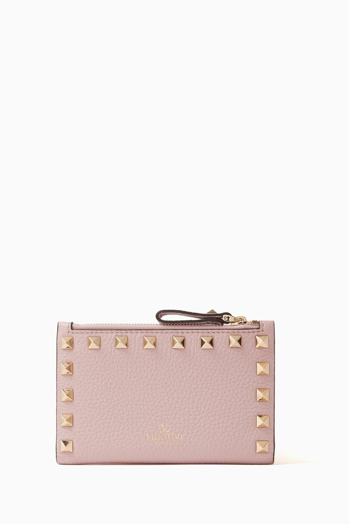 

Valentino Garavani Rockstud Coin Purse in Vitello Calfskin Leather, Purple