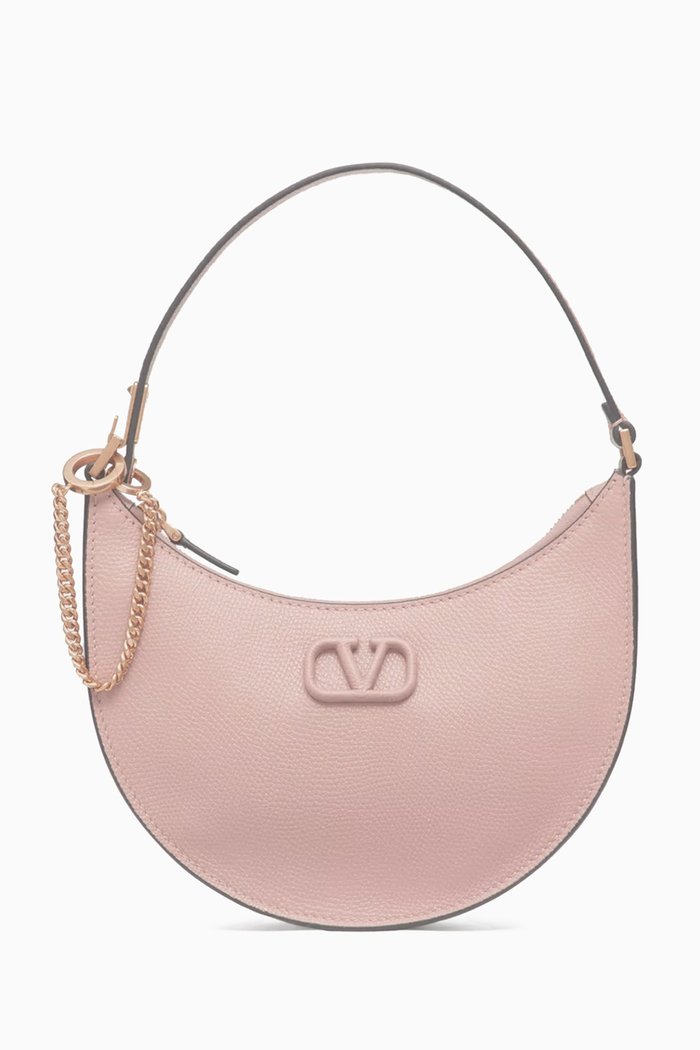 

Valentino Garavani's VLOGO Signature Mini Hobo Bag in Grainy Leather, Purple