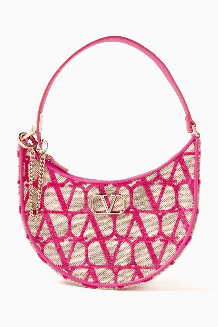 

Valentino Garavani Mini VLOGO Toile Iconographe Hobo Bag in Canvas, Pink