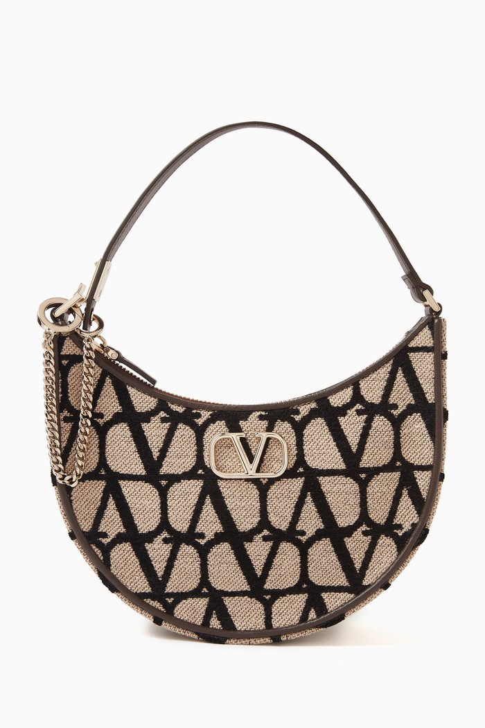 

Valentino Garavani Mini VLOGO Toile Iconographe Hobo Bag in Canvas, Brown