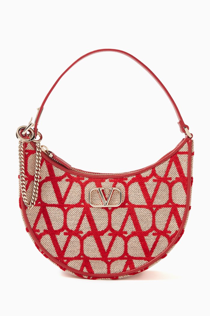 

Valentino Garavani Mini VLOGO Toile Iconographe Hobo Bag in Canvas, Red