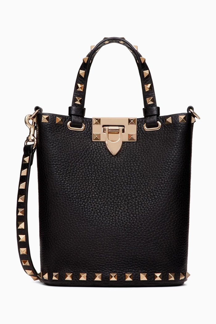 

Valentino Garavani Rockstud Crossbody Pouch in Grainy Calfskin Leather, Black