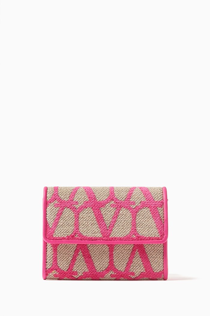 

Valentino Garavani Toile Iconographe Card Case in Canvas, Pink