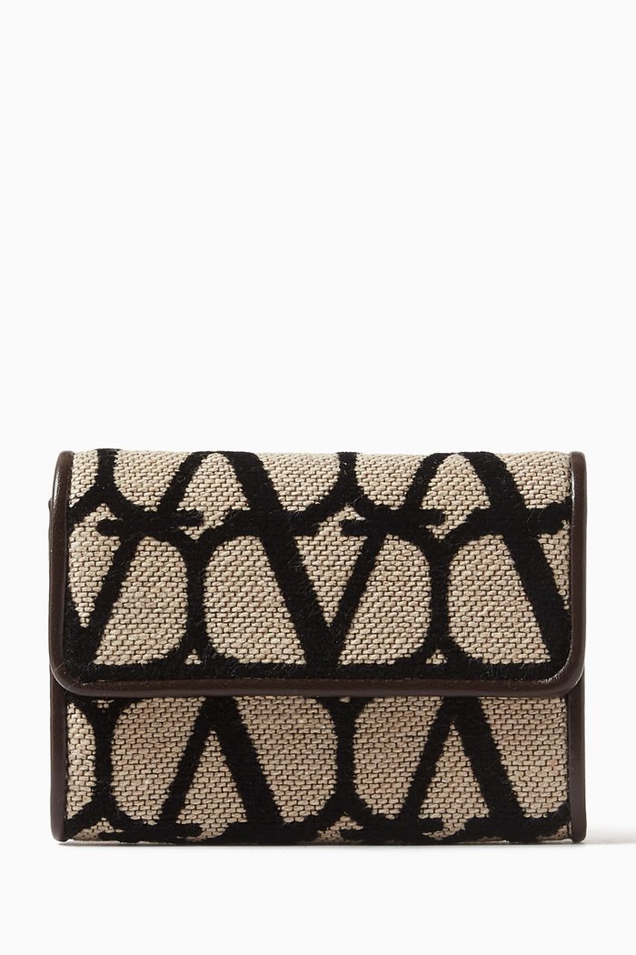 

Valentino Garavani Toile Iconographe Card Case in Canvas, Brown