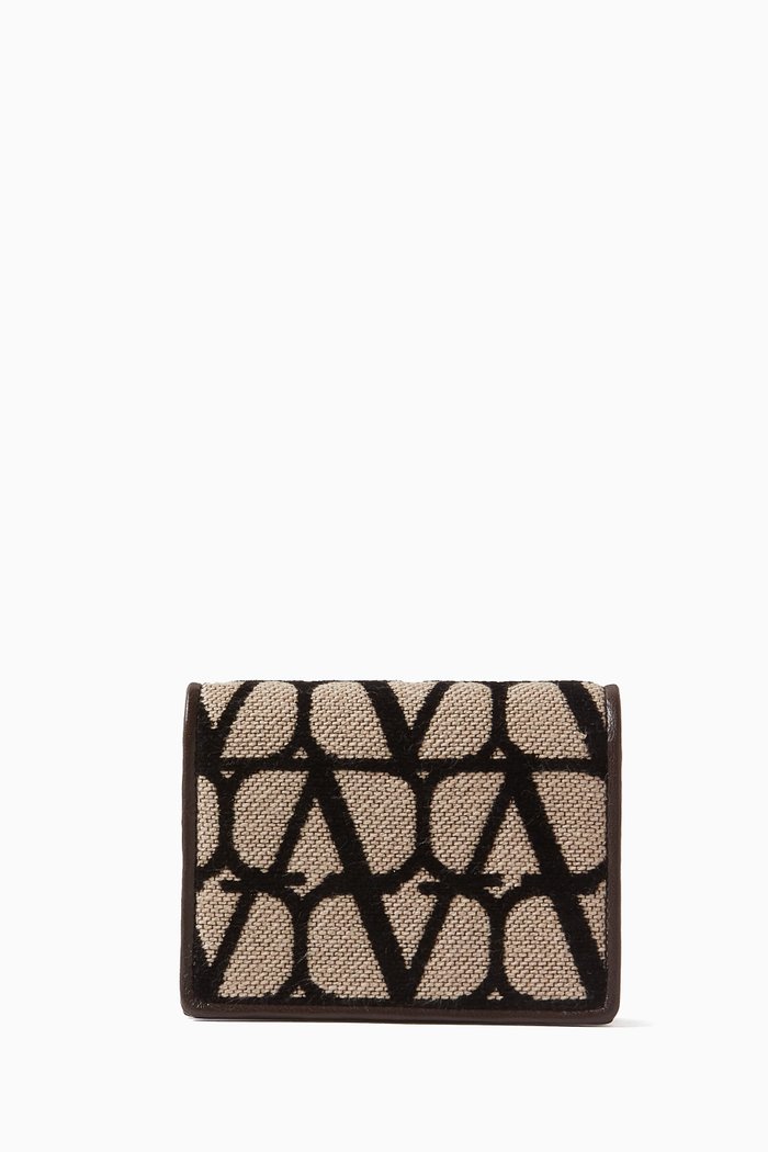 

Valentino Garavani Small Toile Iconographe Wallet, Brown