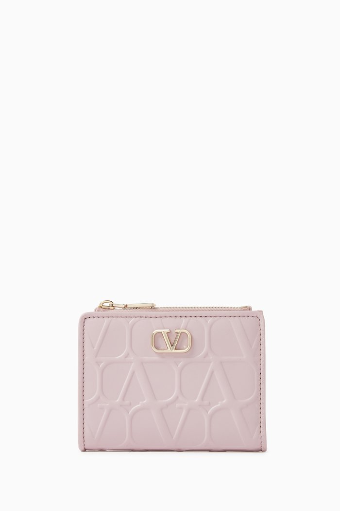

Valentino Garavani Toile Iconographe Wallet in Leather, Purple