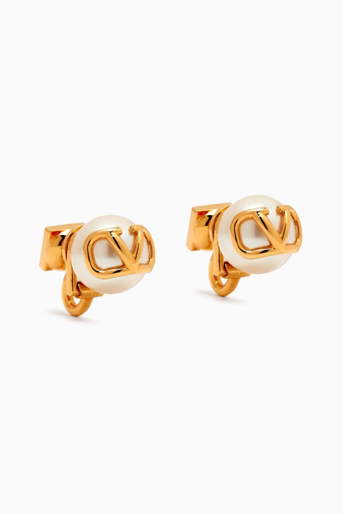 Valentino Garavani VLogo Signature Pearl Earrings in Metal, Gold