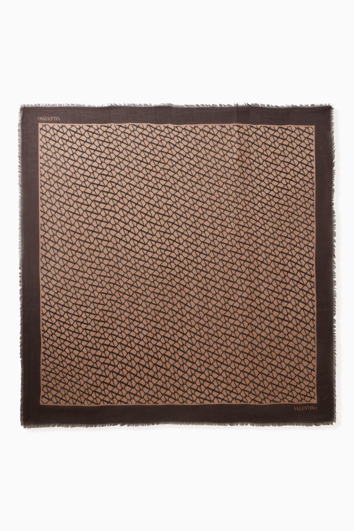 

Valentino Garavani Toile Iconographe Shawl in Cashmere & Silk, Neutral