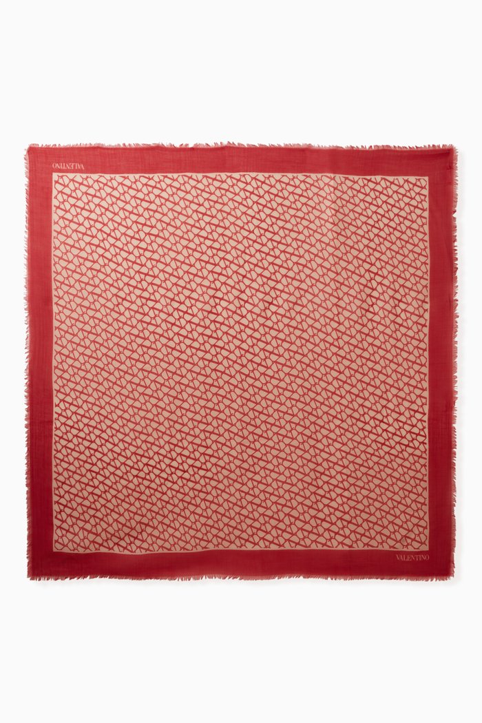 

Valentino Garavani Toile Iconographe Shawl in Cashmere & Silk, Red