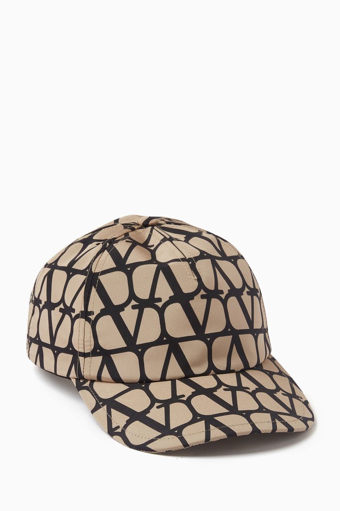 

Valentino Garavani VLOGO Baseball Cap in Toile Iconographe Faille, Black