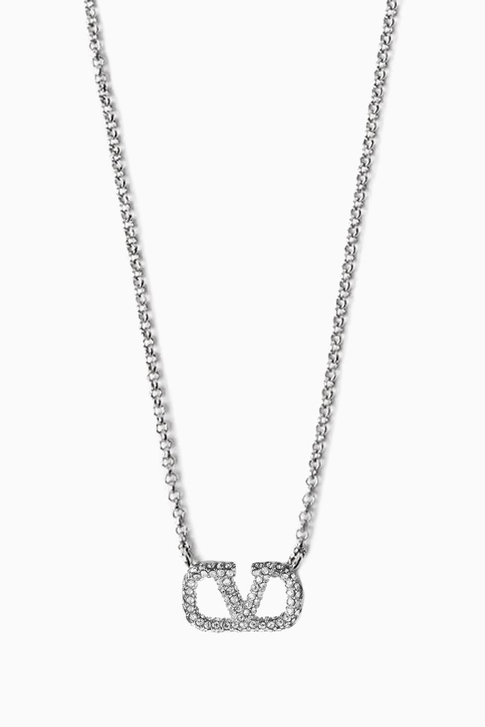 

Valentino Garavani VLOGO Signature Necklace in Metal & Swarovski® Crystals, Silver