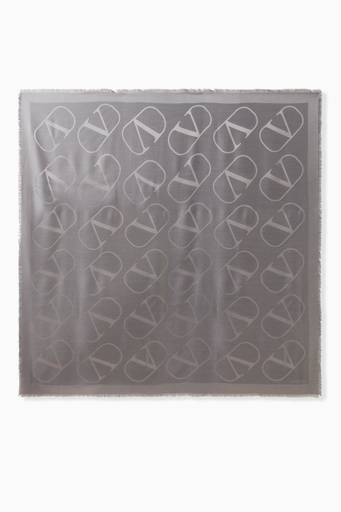 

Valentino Garavani VLOGO Signature Scarf in Silk-blend, Grey