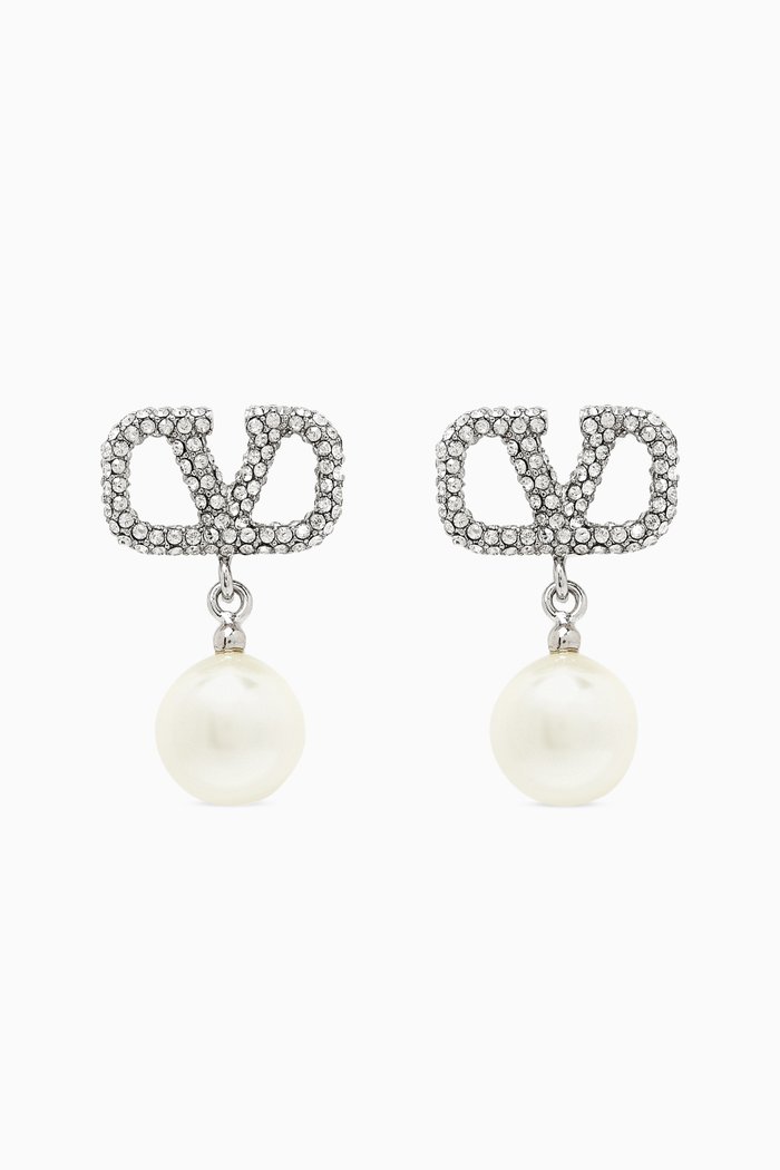 

Valentino Garavani VLOGO Pearl Drop Earrings, Gold