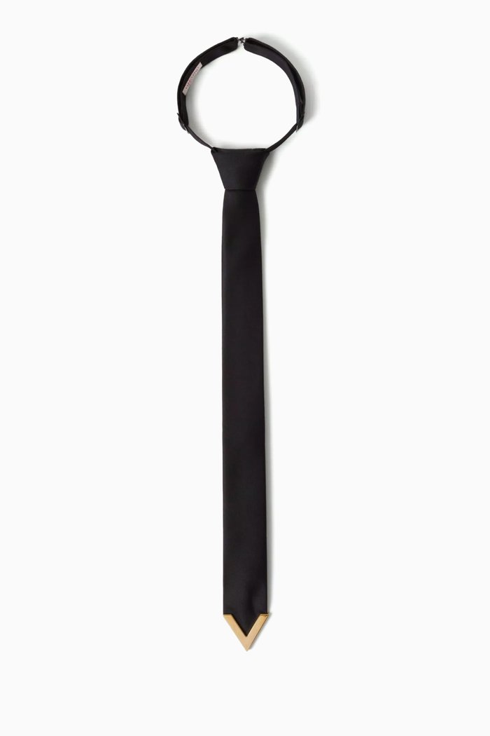 

Valentino Garavani Knotted Tie in Jacquard, Black