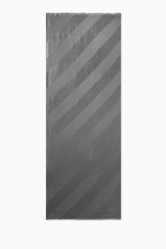 

Valentino Garavani Signature Stole in Cashmere & Silk, Grey