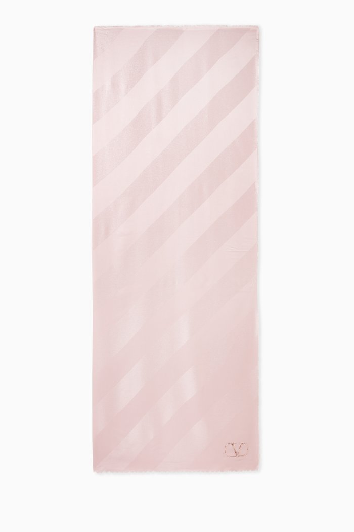 Valentino Garavani Signature Stole in Cashmere and Silk, Pink