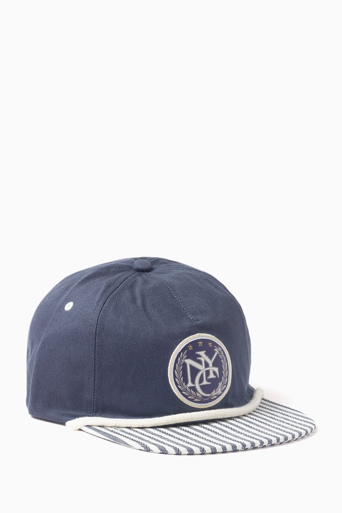 

x RHUIGI Flat Brim Cap in Cotton, Blue