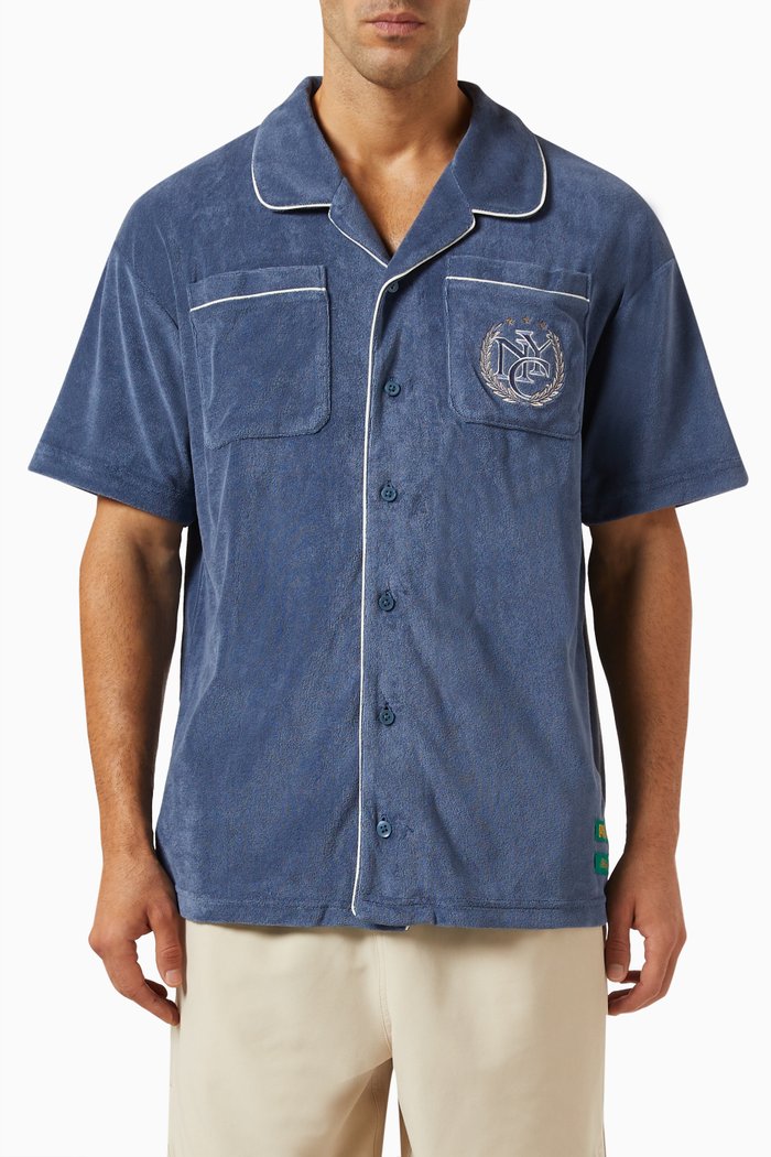 

x Rhuigi Logo Shirt in Cotton-blend Towelling, Blue