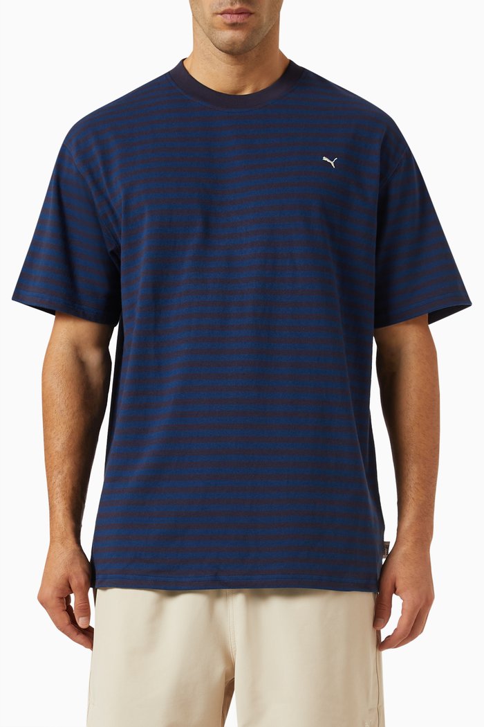 

MMQ Service Line Striped T-shirt in Cotton-jersey, Blue