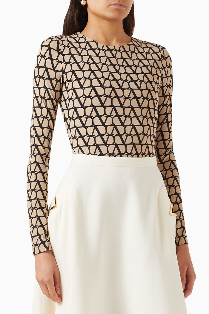 

Valentino Toile Iconographe Bodysuit in Jersey, Multicolour