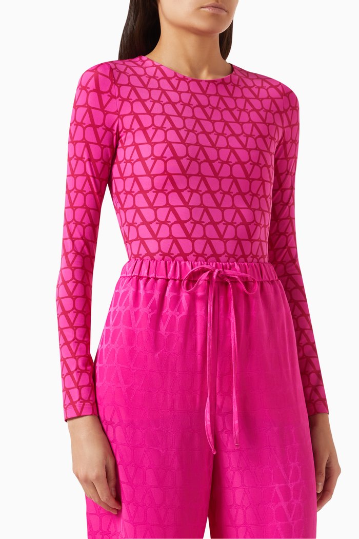 

Valentino Toile Iconographe Bodysuit in Jersey, Pink