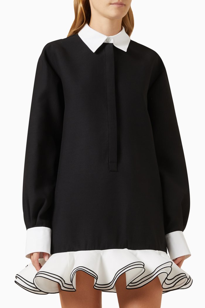 

Valentino Garavani Mini Shirt Dress in Wool-blend, Black
