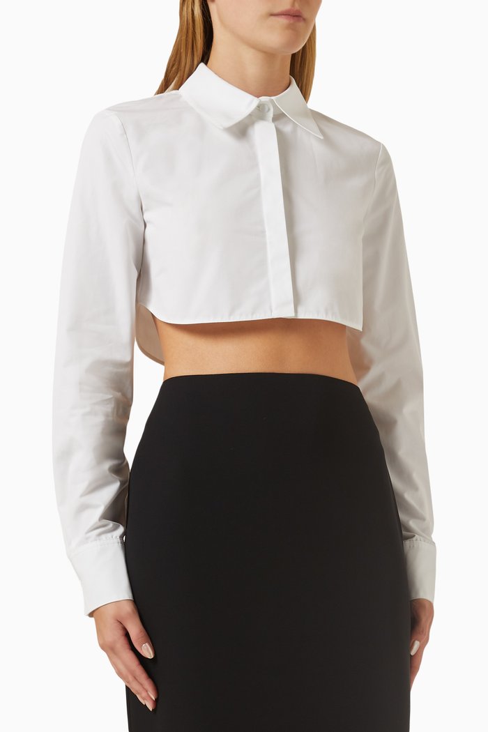 

Valentino Crop Shirt in Cotton-poplin, White