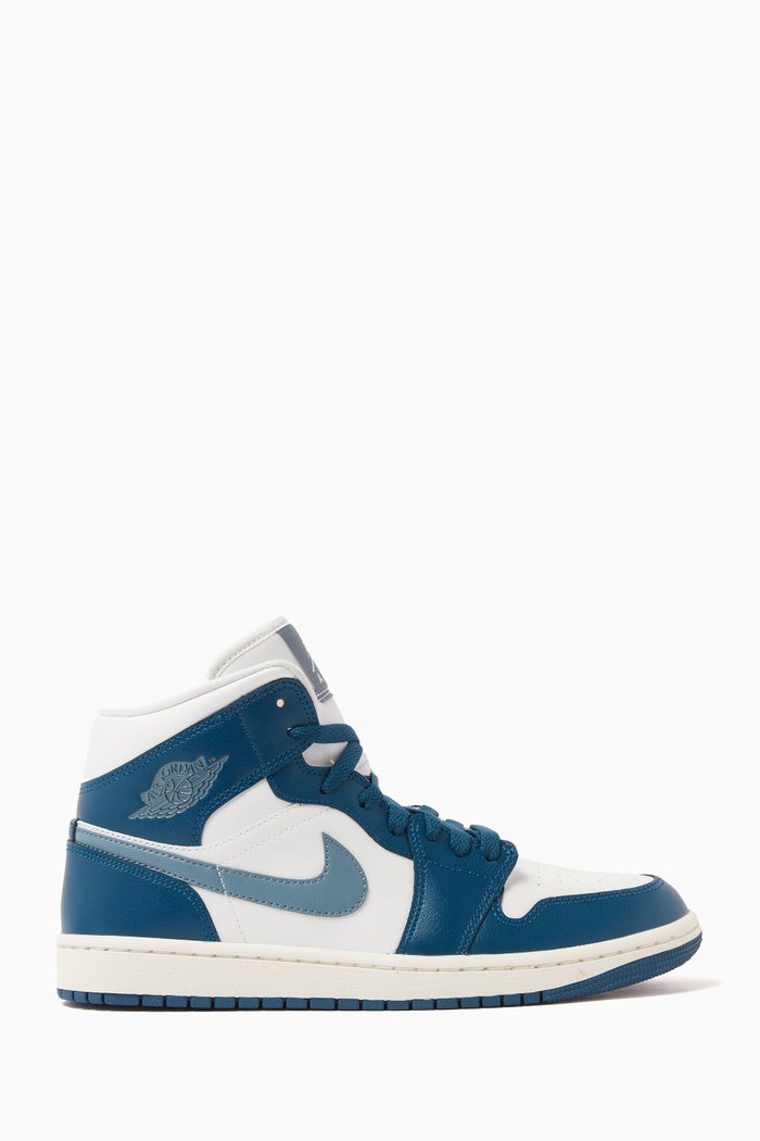 

Air Jordan 1 Mid Sneakers in Leather, Blue