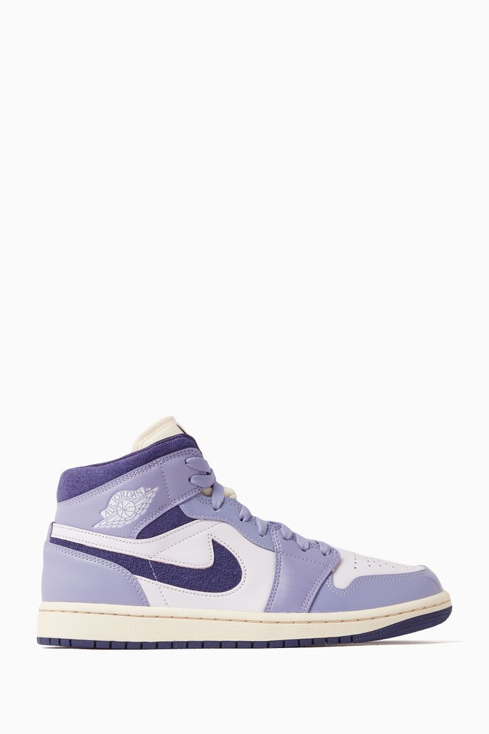 

Air Jordan 1 SE Mid-top Sneakers in Leather, Purple
