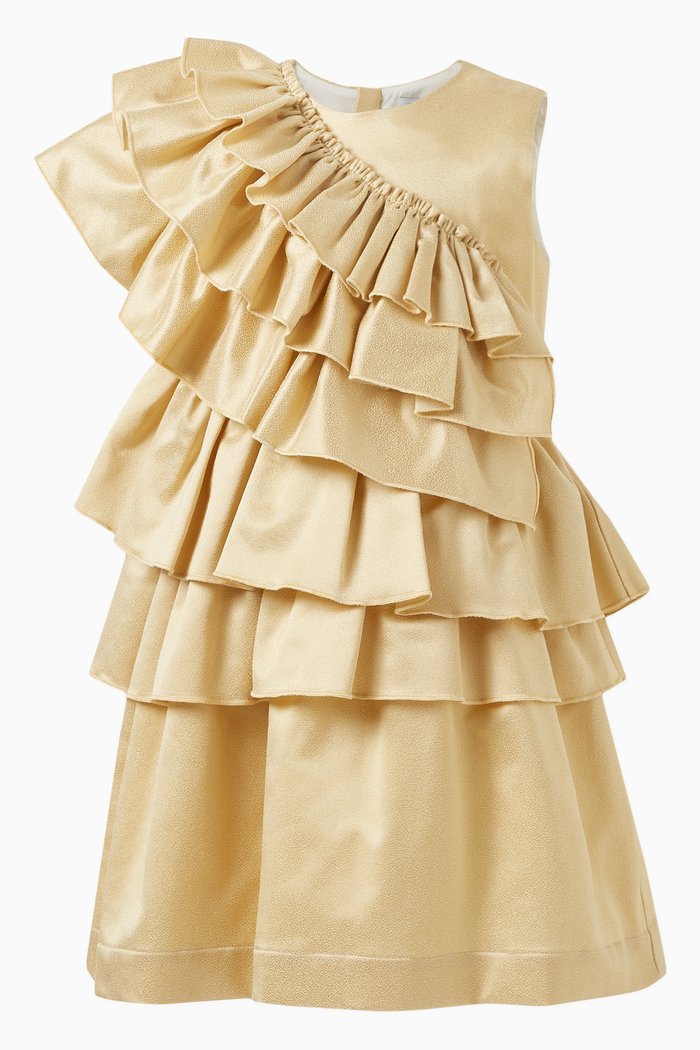 Storm In A Teacup Dress in Cotton & Tulle, Gold
