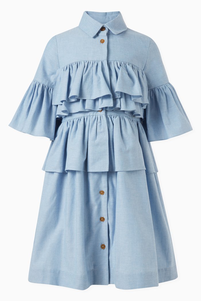 

Head In The Clouds Dress in Cotton Blend, Blue