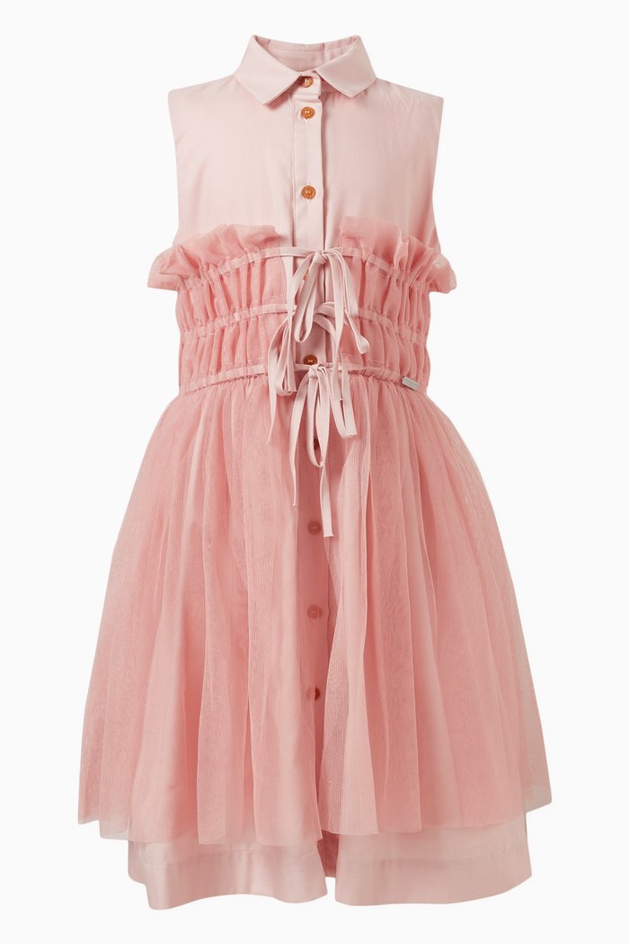 Drift Dress in Cotton & Tulle, Pink