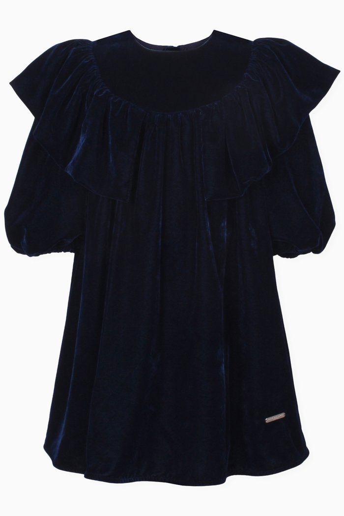 

Rise & Shine Dress in Velvet, Blue