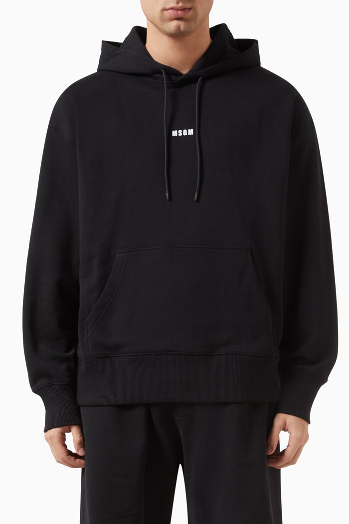 

Micro Logo Hoodie in Cotton, Black
