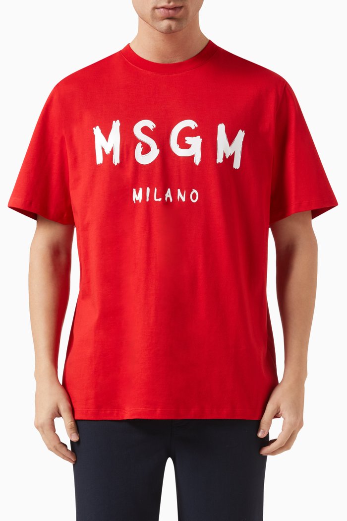 

Brushed Logo T-shirt in Cotton, Red