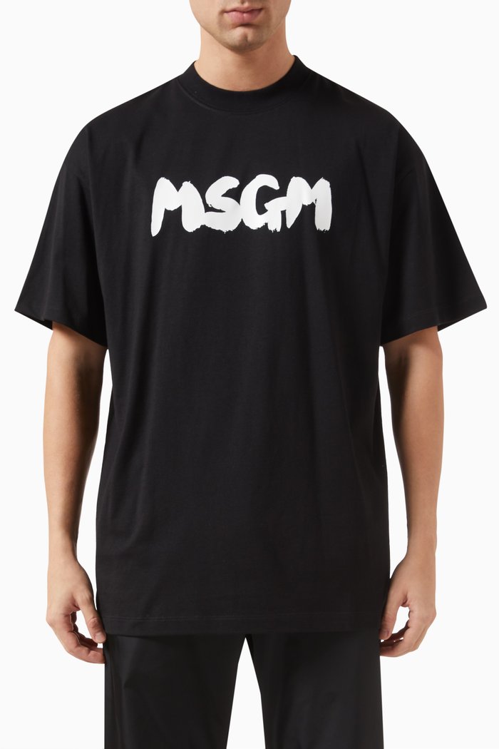 

Brushed Logo T-shirt in Cotton, Black