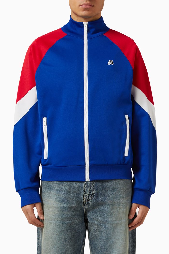 

Colour-block Logo Zip Sweatshirt in Cotton-blend, Blue